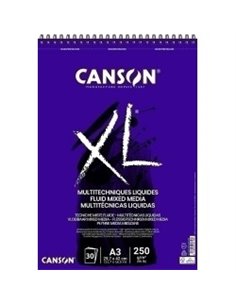 Canson XL Mix Media Fluido Album Spirale de 30 Feuilles A3 - 250g - Grano Fino - Couleur Blanc