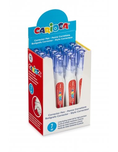 Carioca Correcteur Pen Présentoir de 12 Boligrafos Correctores - Pointe de Metal Résistant et Precisa - Adapté Pour Todo Tipo de