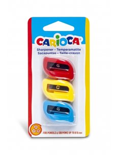 Carioca Pack 3 Sacapuntas de Couleurs Avec 1 Agujero - Adapté Pour Lapices/Ceras Triangulares, Redondos et Hexagonales - Tornill