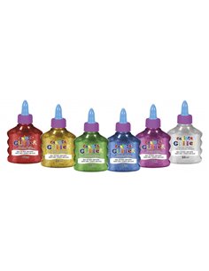 Carioca Glitter Glue Pack de 12 Botellas de 88ml - Couvercle Avec Dispensador - Decoracion Avec Efecto Glitter - Aplicacion Dire