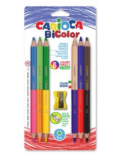 Carioca Jumbo Pack de 6 Lapices Bicolor Hexagonales Lacados - Maxi Mina de Ø 5mm - Haute résistance à la Rotura - Sacapuntas Inc