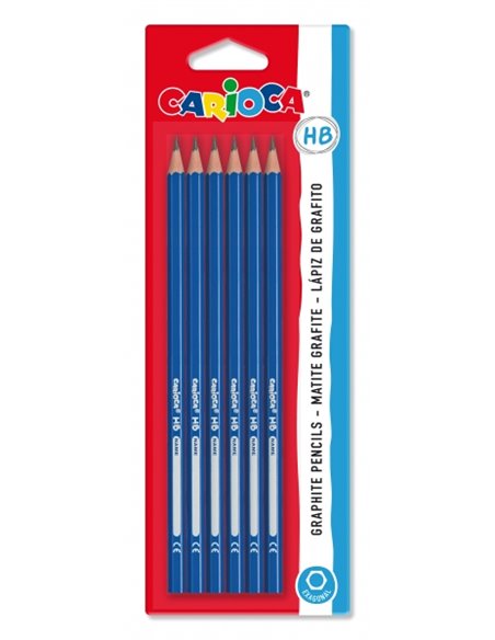 Carioca Crayon HB Pack de 6 Lapices de Grafito HB - Facile de Borrar et Sacar Pointe - Corps Triangular - Mina Résistant à les C