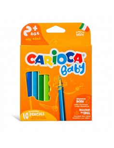 Carioca Maxi Pack de 10 Lapices Triangulares Baby 2+ - Facile de Agarrar - Corps de Resina Sans Bois - No Se Astilla - Résistant