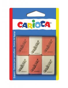 Carioca Pack de 6 Gomas Rectangulares - Borrado Preciso - Design Ergonomique - Couleur Varios