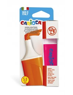 Carioca Memolight Surligneur - Pointe Biselada de 5mm - Couleur Brillante et Lavable - Encre à Base de Eau - Couleur Rose