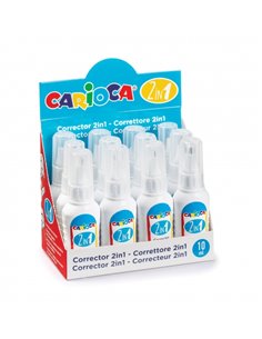 Carioca Présentoir de 12 Correctores 2En1 - Stylo à bille et Pincel - Pincel de Nylon Doux et Preciso - Pointe Metalica de Preci