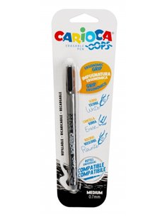 Carioca Oops Blister Stylo à bille Borrable - Encre Negra Termosensible - Empuñadura Ergonomica Triangular - Pointe de Ø 0.7mm -