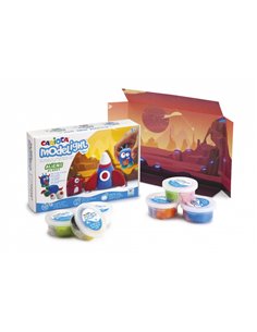 Carioca Modelight Maxiplaybox Aliens Pack de Pasta de Moldear - Super Légère - Élastique - Maleable - Sans Gluten - Se Seca al A