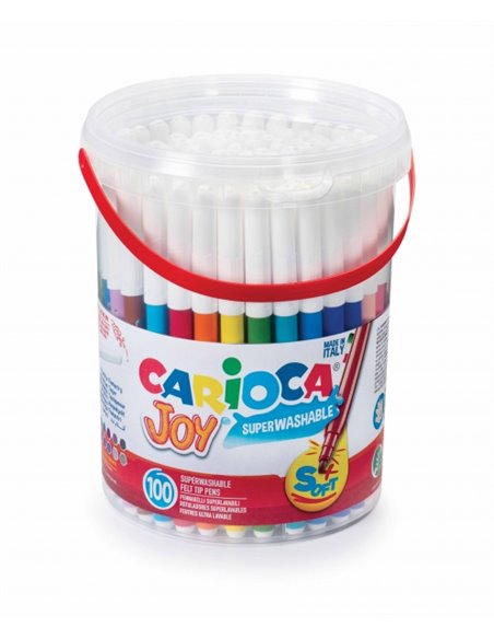 Carioca Joy Pack de 100 Feutres - Encre Superlavable - Pointe Fina 2.8mm et Bloqueada - Couvercle Ventilada - Couleur Varios