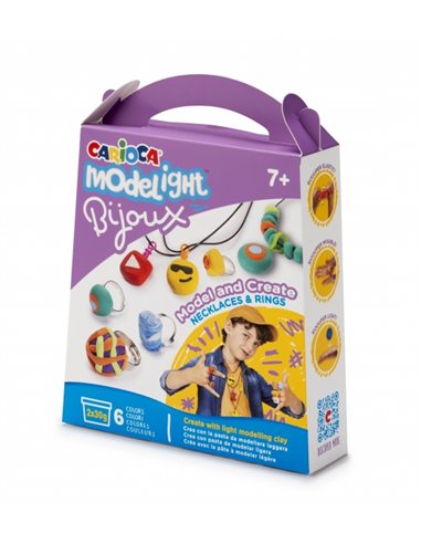Carioca Modelight Bijoux Pack de Creacion de Joyas - Pasta Super Légère et Élastique - Sans Gluten - Seca al Aire - Couleurs Bri