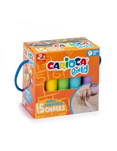 Carioca Tizas Maxi Multicolor Baby Pack de 15 Tizas - Sans Polvo - Certificado à Partir de 24 Meses - Couleurs Brillantes - Lava