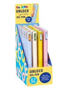 Carioca Unlock Gel Présentoir Avec 24 Boligrafos de Encre Gel Retractiles - Pointe 0.7mm - Mecanismo de Clic Patentado - Encre C