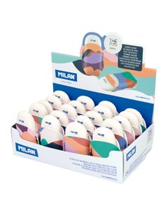 Milan The Fun 1012 Présentoir Avec 24 Gomas de Borrar Avec Housse - Miga de Pan - Caucho Sintetico - Ovaladas - Couleurs assorti