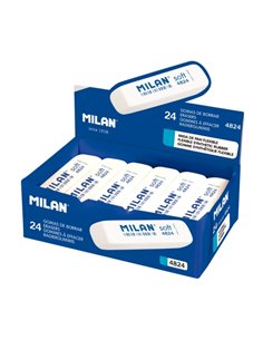 Milan 4824 Gomas de Borrar Biseladas - Miga de Pan - Caucho Sintetico - Flexible - Couleur Blanc