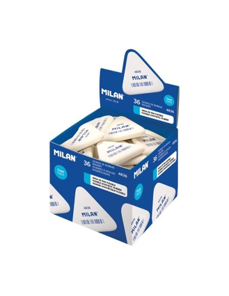 Milan 4836 Goma de Borrar Triangular Flexible - Miga de Pan - Caucho Sintetico - Couleur Blanc