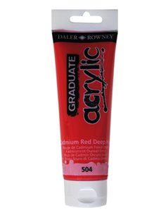 Daler Rowney Graduate Pintura Acrilica - Tubo de Plastico - 120ml - Couleur Rouge de Cadmio Profundo