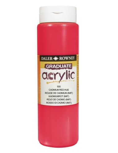 Daler Rowney Graduate Pintura Acrilica - Botella de Plastico - 500ml - Couleur Rouge de Cadmio