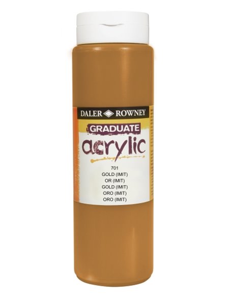 Daler Rowney Graduate Pintura Acrilica - Botella de Plastico - 500ml - Couleur Imitacion Oro