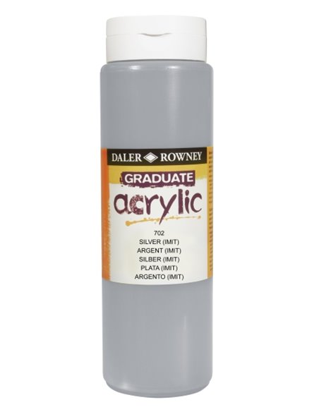 Daler Rowney Graduate Pintura Acrilica - Botella de Plastico - 500ml - Couleur Imitacion Argent