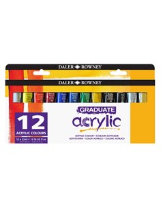 Daler Rowney Graduate Pack de 12 Pinturas Acrilicas - 22ml - Couleurs assorties