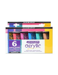 Daler Rowney Graduate Pack de 6 Pinturas Acrilicas - Set Metalico - 75ml - Couleurs assorties
