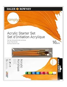 Daler Rowney Simply Pack de 16 Piezas - Pinturas Acrilicas - Set de Iniciacion - Couleurs assorties