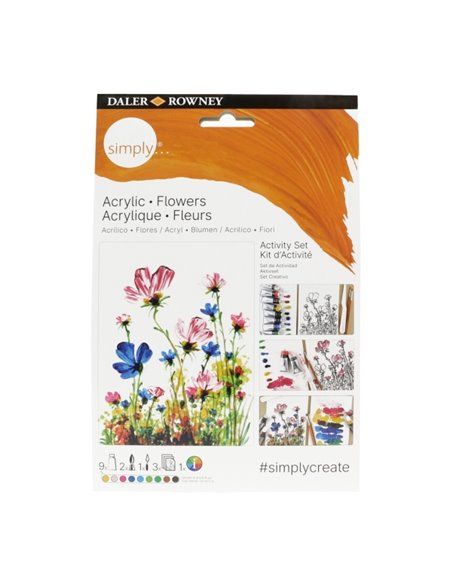 Daler Rowney Simply Activity Pack de 25 Piezas - Pintura Acrilica - Tematica Flores - Couleurs assorties