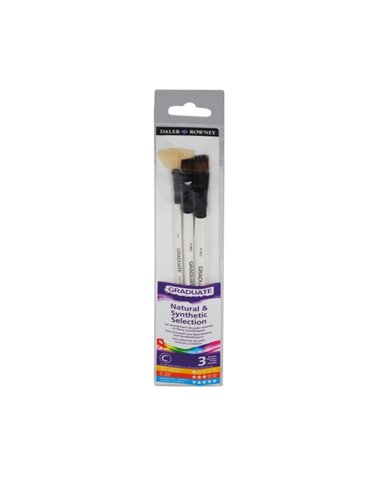 Daler Rowney Graduate Pack de 3 Pinceles Multitecnica - Pelo de Cerda et Pelo Sintetico - Mango Corto