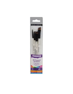 Daler Rowney Graduate Pack de 4 Pinceles Multitecnica - Pelo Sintetico - Mango Corto