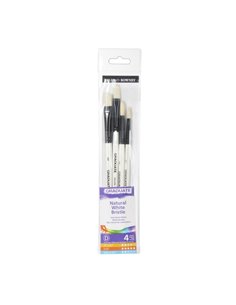 Daler Rowney Graduate Pack de 4 Pinceles Pour Oleo - Pelo de Cerda Natural - Mango Corto