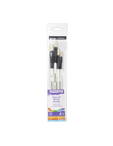 Daler Rowney Graduate Pack de 4 Pinceles Pour Oleo - Pelo de Cerda Natural - Mango Corto