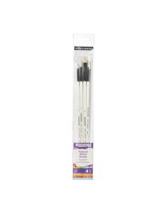 Daler Rowney Graduate Pack de 4 Pinceles Pour Oleo - Pelo de Cerda Natural - Mango Largo