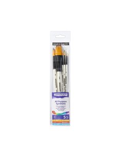 Daler Rowney Graduate Pack de 5 Pinceles Multitecnica - Pelo Sintetico - Mango Corto