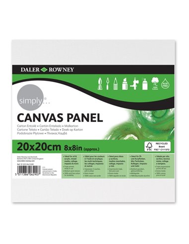 Daler Rowney Simply Carton Entelado - 250g - 20x20cm - Imprimacion Triple - Grano Medio - 100% Coton Sans Acido - 250g - Couleur