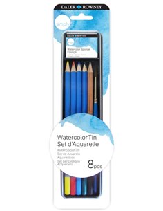 Daler Rowney Simply Pack de 8 Piezas - Lapices Acuarelables - Étui Metalico - Couleurs assorties