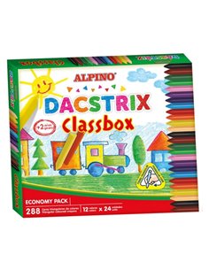 Alpino Dacstrix Economy Pack de 288 Ceras Semiblandas de Couleurs - Forma Triangular - Mezclables - No Manchan - Couleurs assort