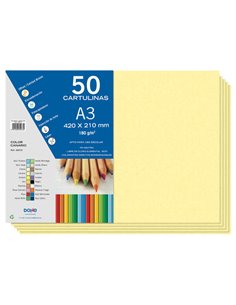 Dohe Cartulinas A3 - 50 Feuilles - Gramaje de 180g - Idéal Pour Manualidades et Proyectos Escolares