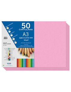 Dohe Cartulinas A3 - 50 Feuilles - Gramaje de 180g - Idéal Pour Manualidades - Couleur Rose