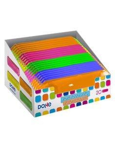 Dohe Présentoir Avec 20 Portatodos Simples Redondos - Fabricados en PVC de 280 Micras Transparent Fluo - Fermeture zippée - Coul