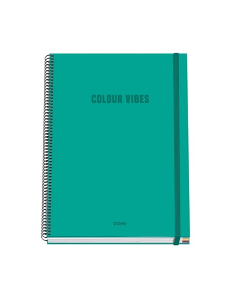 Dohe Colour Vives Cahier Spirale A4 100 Feuilles Microperforadas Cuadricula 5mm - Couverture rigide Carton Forrado - Fermeture d
