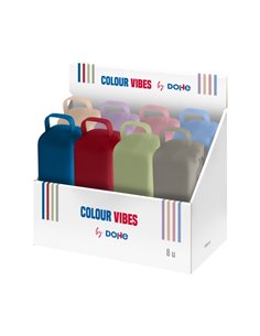 Dohe Colour Vibes Présentoir Avec 8 Trousse - Fermeture éclair - Tirador de Goma - Silicona de Toucher Doux - Anse Latéral - Cou