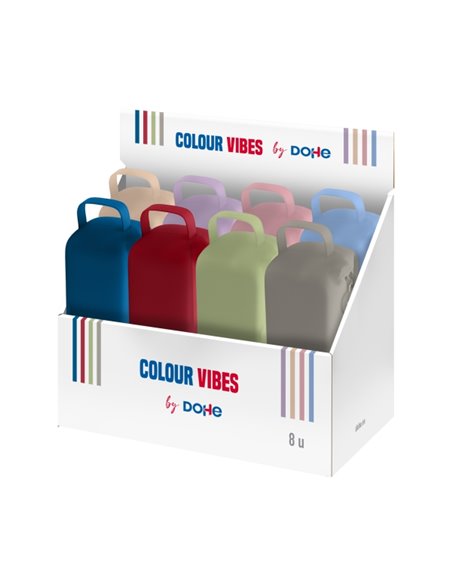 Dohe Colour Vibes Présentoir Avec 8 Trousse - Fermeture éclair - Tirador de Goma - Silicona de Toucher Doux - Anse Latéral - Cou
