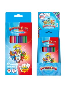 Dohe Superthings Présentoir Avec 12 Cajas de 12 Lapices de Couleurs - Forma Hexagonal - Mina de 2.8mm - Plantillas Pour Colorear
