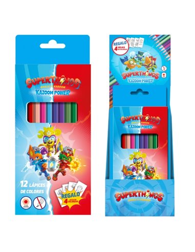 Dohe Superthings Présentoir Avec 12 Cajas de 12 Lapices de Couleurs - Forma Hexagonal - Mina de 2.8mm - Plantillas Pour Colorear