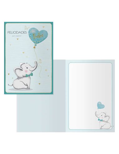 Dohe Elephant Pack de 6 Tarjetas de Felicitacion Pour Nacimientos - 11.5x17cm - Impresas à Todo Couleur - Estampaciones Avec Pel