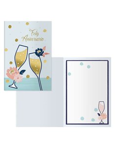 Dohe Brindis Pack de 6 Tarjetas de Felicitacion de Aniversario - 11.5x17cm - Impresas à Todo Couleur - Estampaciones Avec Pelicu