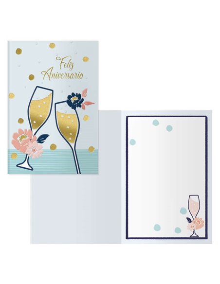Dohe Brindis Pack de 6 Tarjetas de Felicitacion de Aniversario - 11.5x17cm - Impresas à Todo Couleur - Estampaciones Avec Pelicu