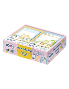 Dohe Boîte Expositora de 20 Notas e Indices Adhesivos - 70x70mm et 12x45mm - Motivos Estampados en Oro