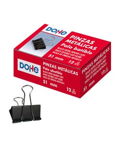 Dohe 12 Pinzas Metalicas Sujetapapeles de Pala Abatible - 50mm - Acier de Gran Resistencia - Couleur Noir