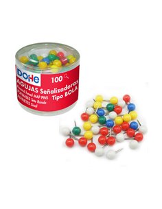 Dohe Boîte de 100 Agujas de Señalizacion - Cabeza de Plastico et Pointe Metalica de Primera Qualité - Couleurs assorties